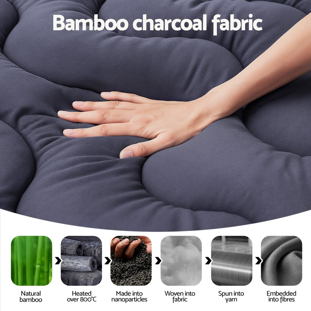Giselle 5cm Mattress Topper Pillowtop toppers Bamboo Charcoal King-4