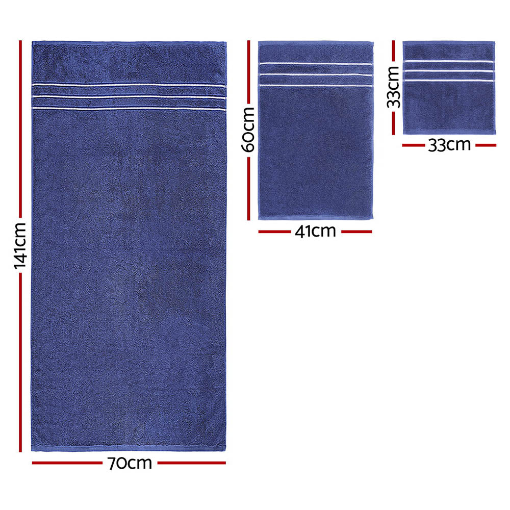 6 Pack Bath Towels Set Cotton Towel Navy-1