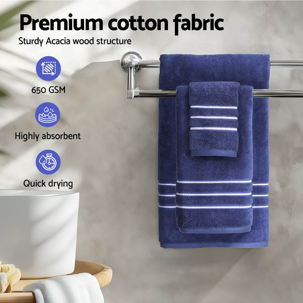 6 Pack Bath Towels Set Cotton Towel Navy-4