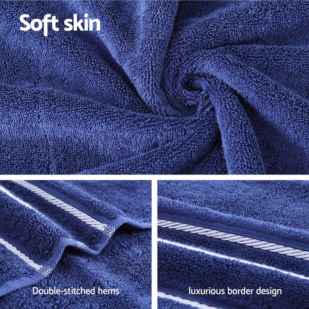 6 Pack Bath Towels Set Cotton Towel Navy-5