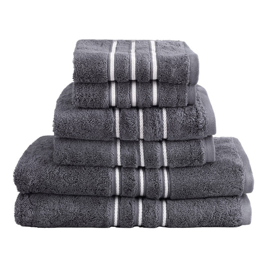 6 Pack Bath Towels Set Cotton Towel Grey-0