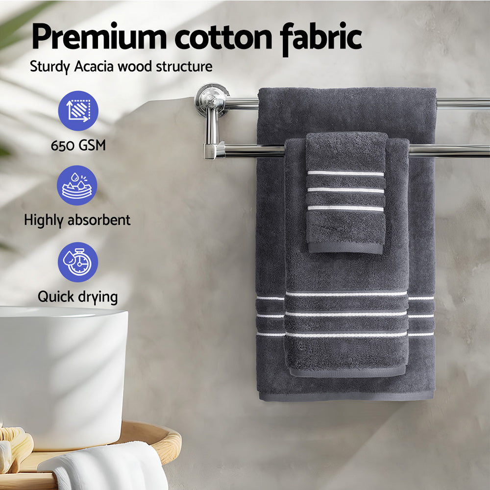 6 Pack Bath Towels Set Cotton Towel Grey-4