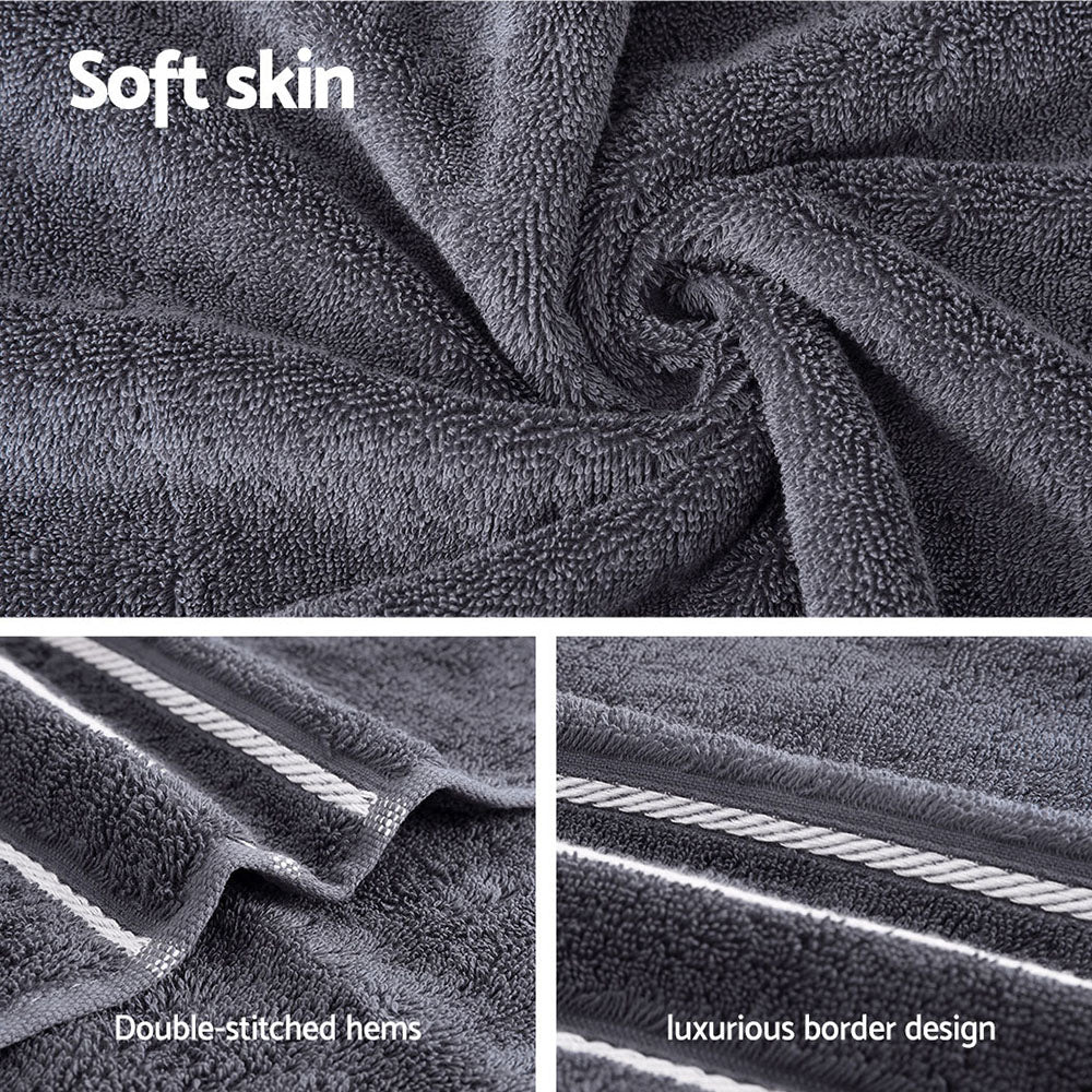 6 Pack Bath Towels Set Cotton Towel Grey-5