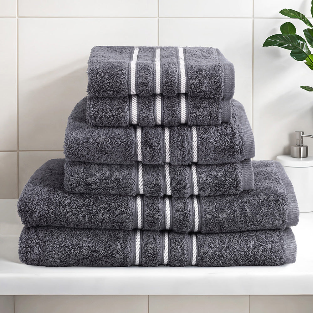 6 Pack Bath Towels Set Cotton Towel Grey-6