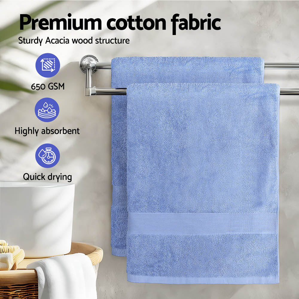 2 Pack Bath Sheets Set Cotton Extra Large Towel Blue-4