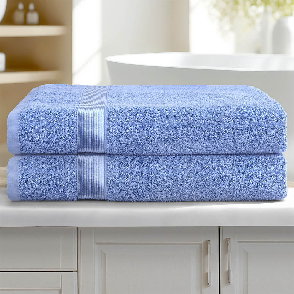 2 Pack Bath Sheets Set Cotton Extra Large Towel Blue-6