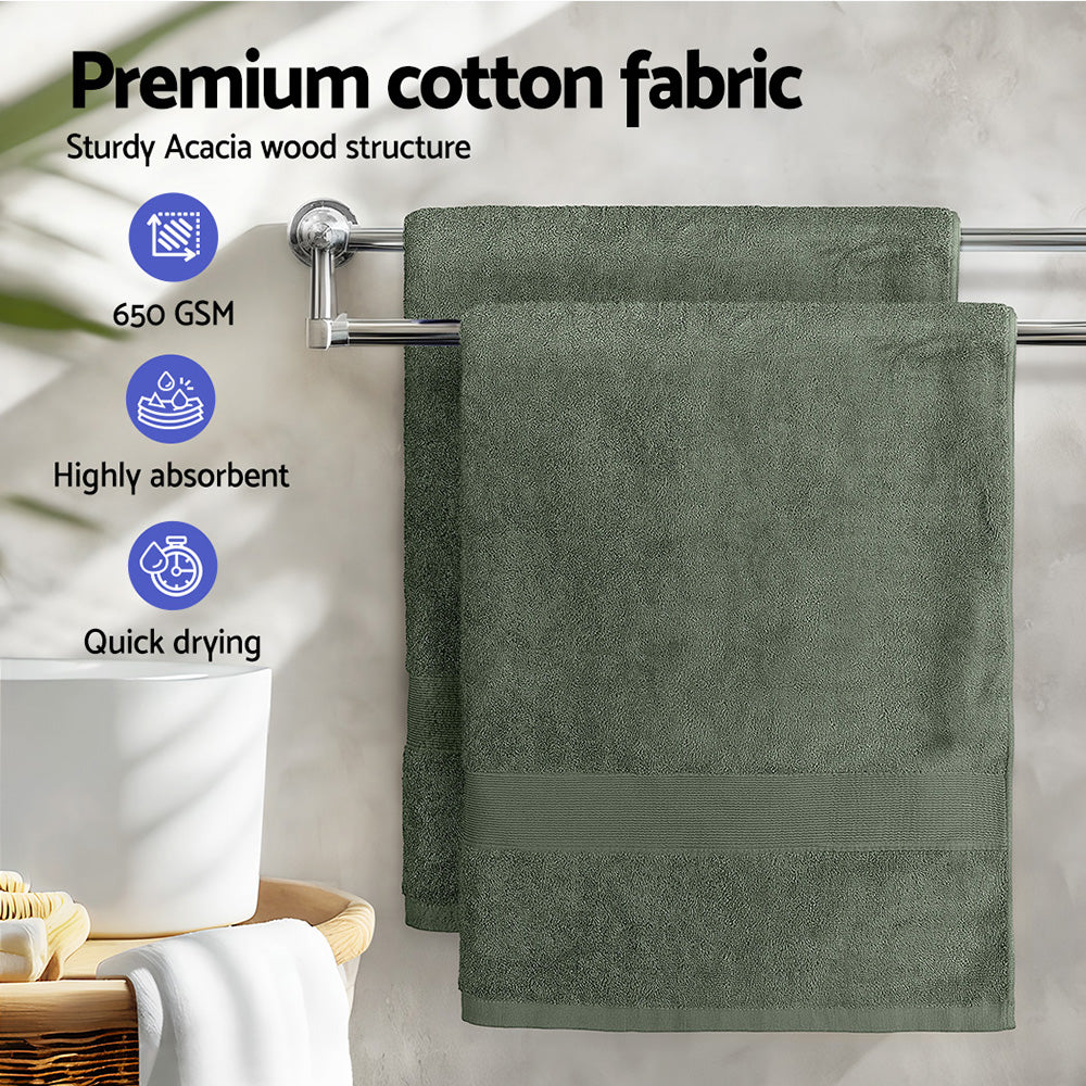 2 Pack Bath Sheets Set Cotton Extra Large Towel Green-4