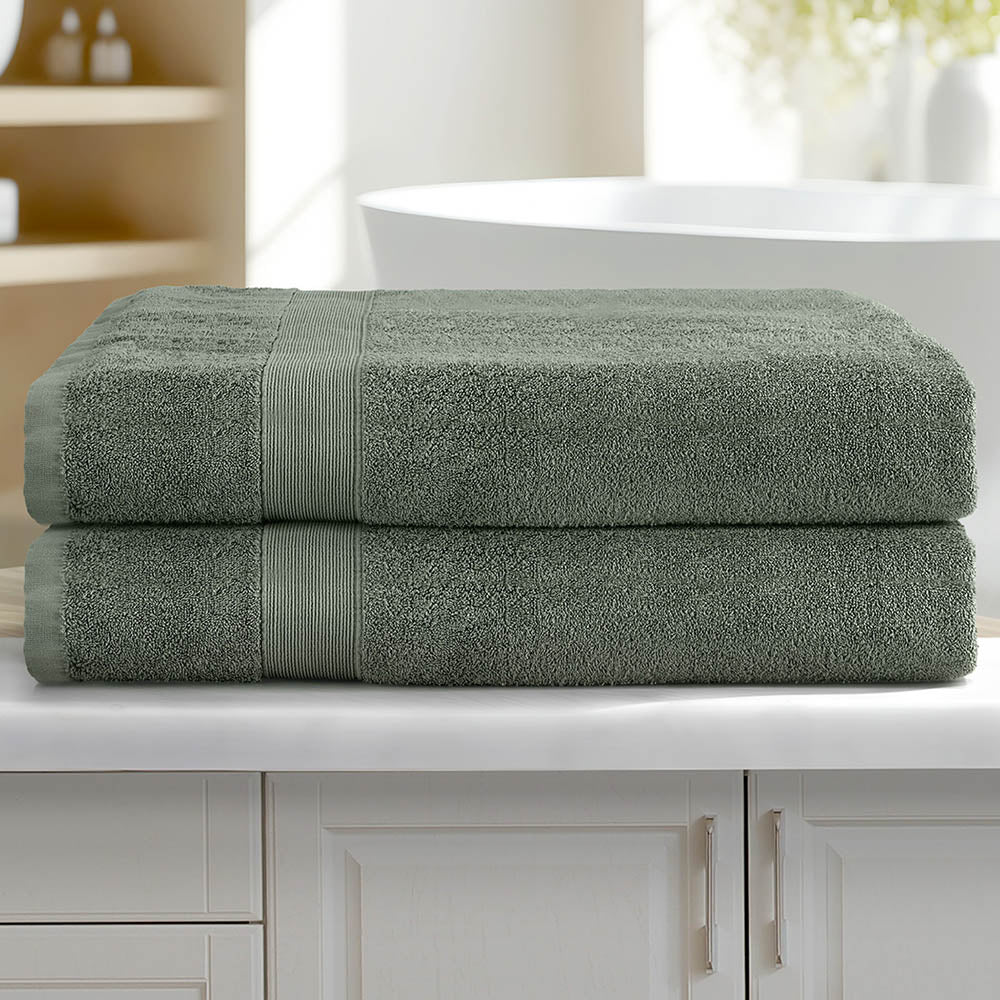 2 Pack Bath Sheets Set Cotton Extra Large Towel Green-6