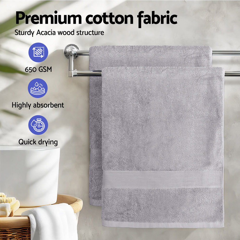 2 Pack Bath Sheets Set Cotton Extra Large Towel Grey-4