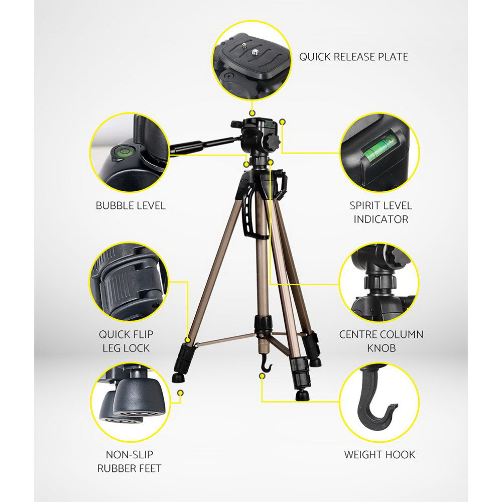 Weifeng Professional Camera Tripod Stand Mount DSLR Travel Adjustable 62-160cm Gold-2