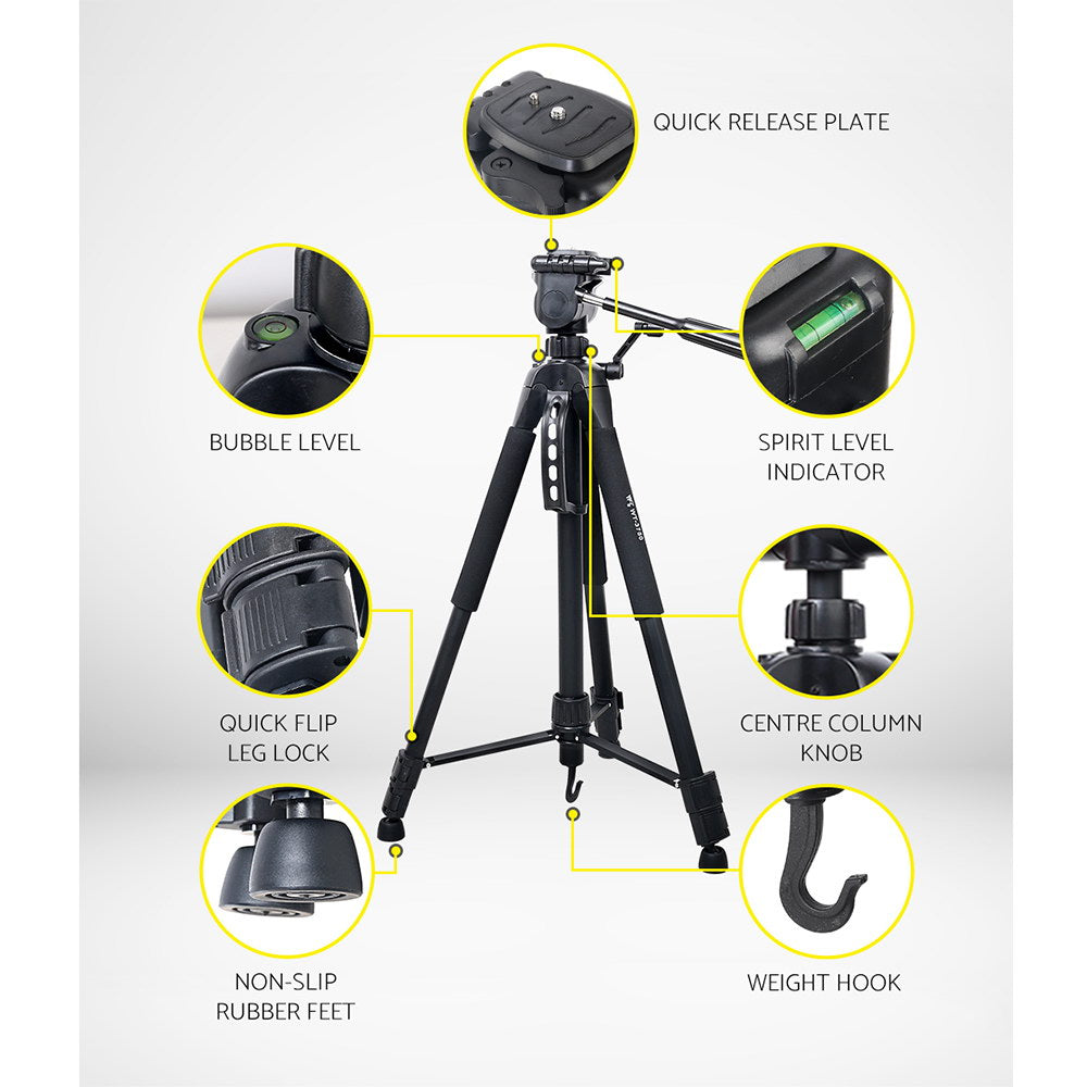 Weifeng Professional Camera Tripod Stand Mount DSLR Travel Adjustable 62-160cm Black-2