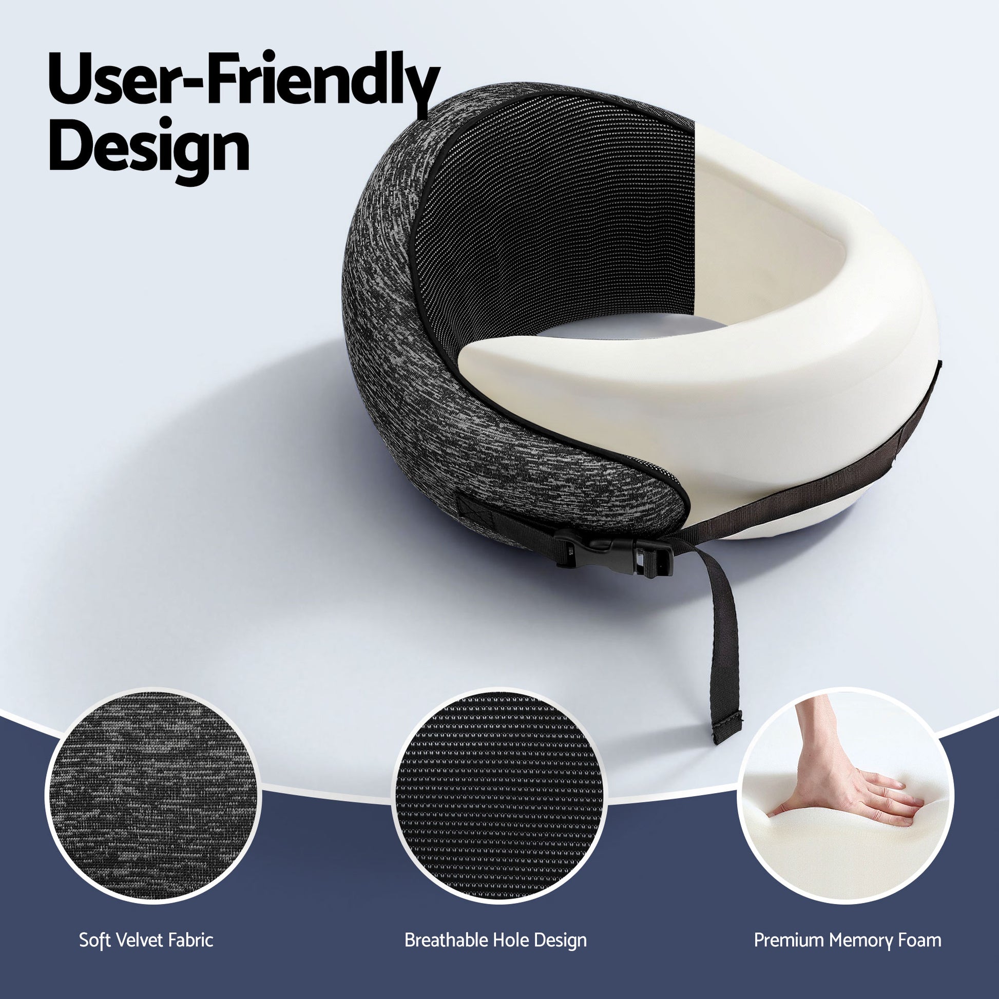 Wanderlite Travel Pillows for Airplanes Ergonomic Memory Foam Neck Pillow, Breathable & Washable Cover, Travel Bag Included, Airplane Pillow for Airplane, Car, Office and Home, Dark Grey-4