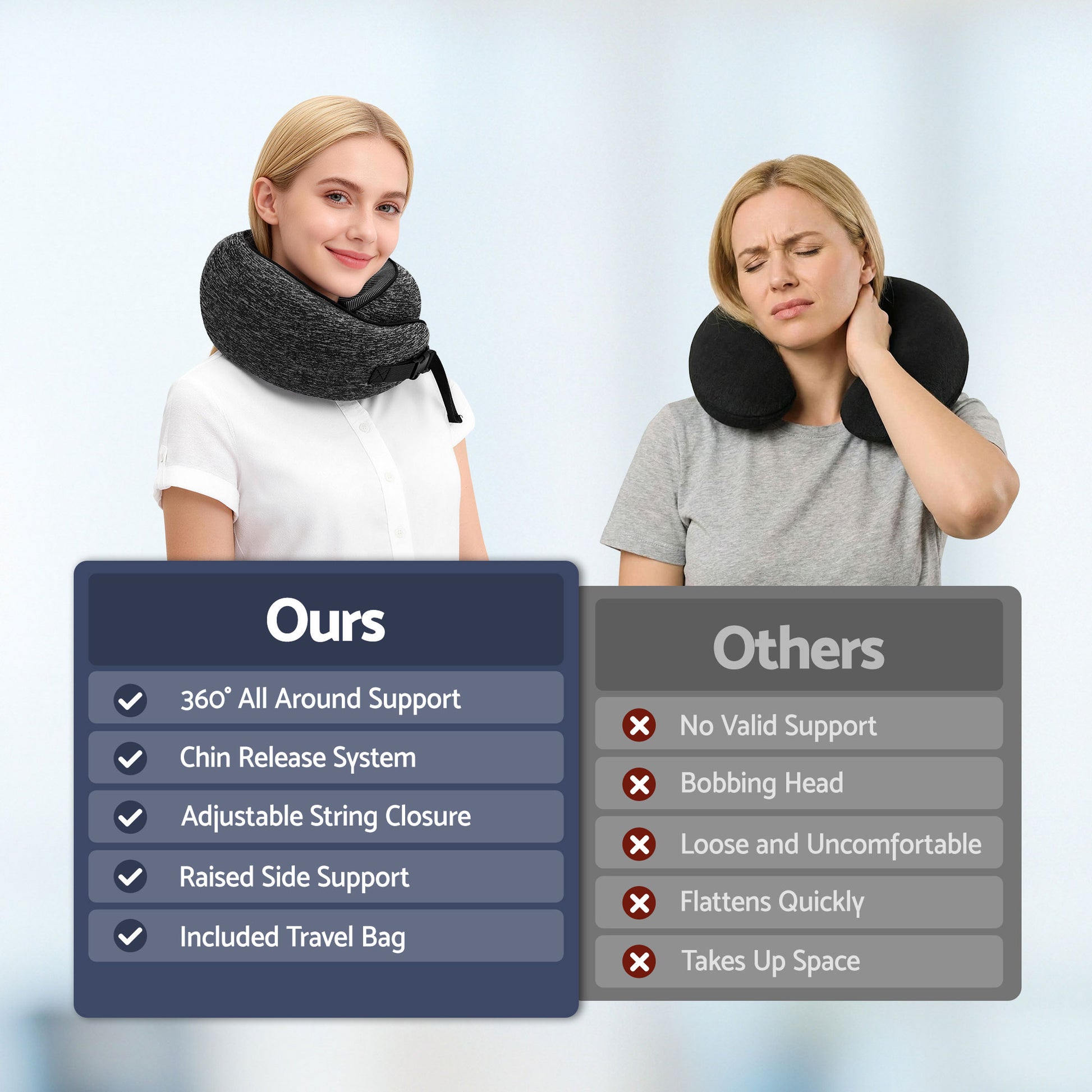 Wanderlite Travel Pillows for Airplanes Ergonomic Memory Foam Neck Pillow, Breathable & Washable Cover, Travel Bag Included, Airplane Pillow for Airplane, Car, Office and Home, Dark Grey-8