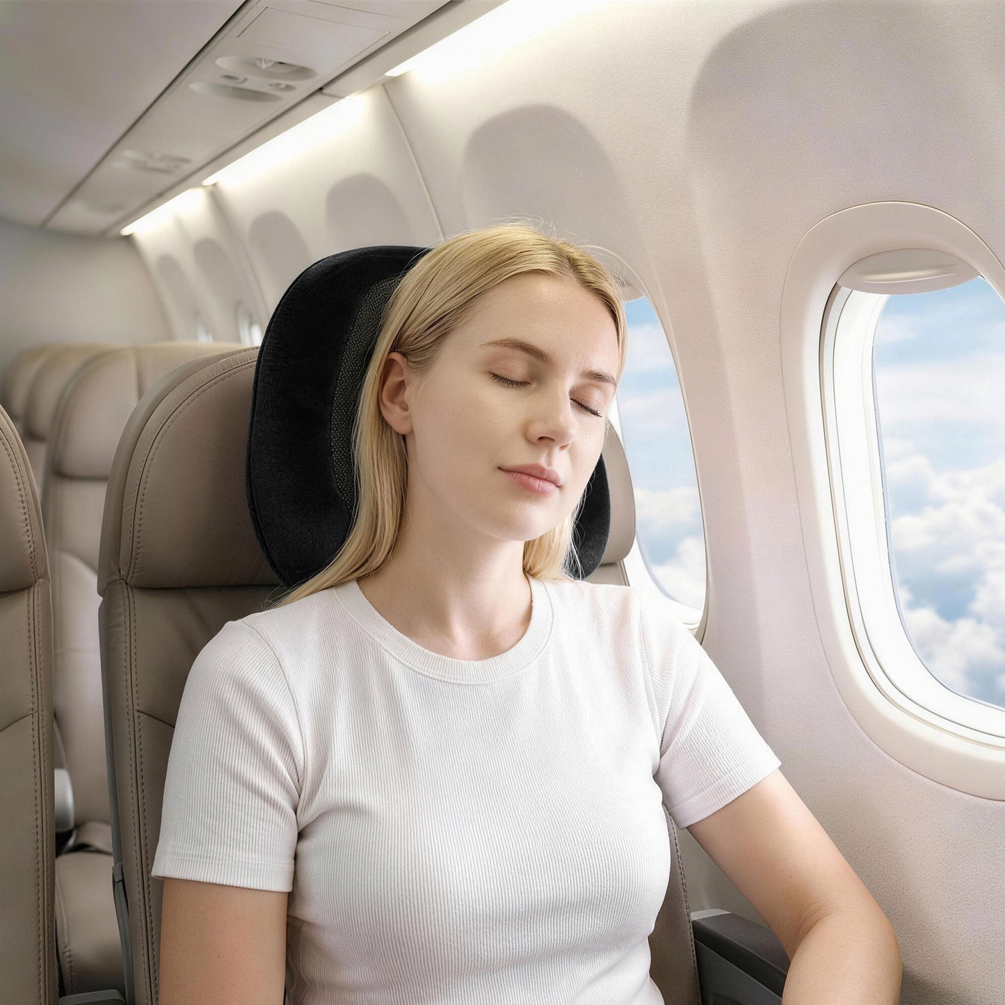 Wanderlite Travel Pillow for Airplanes Memory Foam Neck Pillows for Traveling, Soft & Washable Cover with Storage Bag, Portable Plane Accessories for Airplanes Offices Cars, Black-6