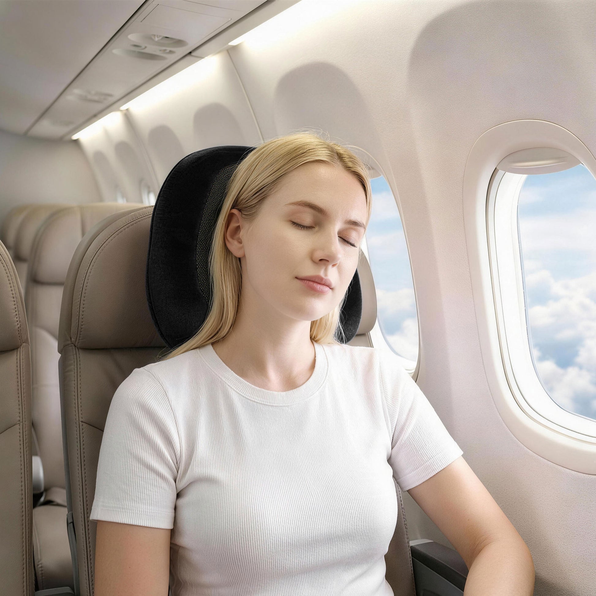 Wanderlite Travel Pillow for Airplanes Memory Foam Neck Pillows for Traveling, Soft & Washable Cover with Storage Bag, Portable Plane Accessories for Airplanes Offices Cars, Black-6