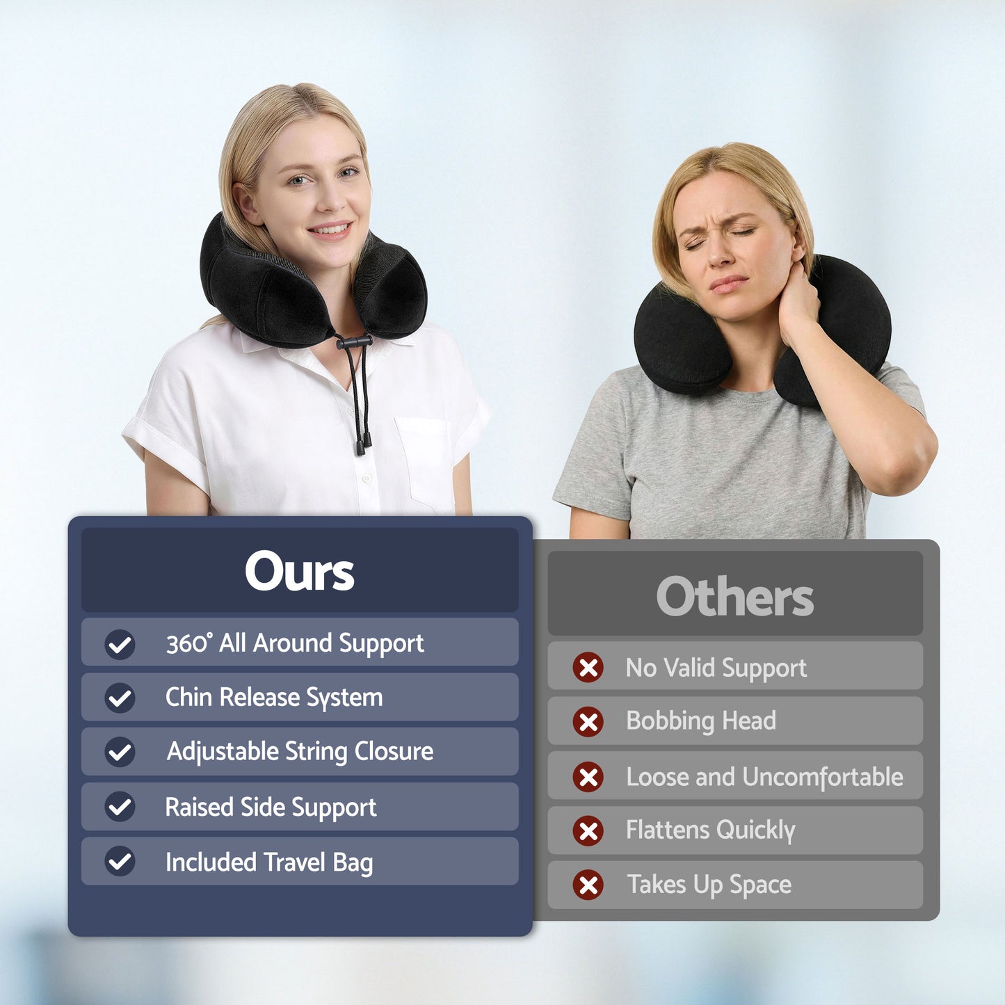 Wanderlite Travel Pillow for Airplanes Memory Foam Neck Pillows for Traveling, Soft & Washable Cover with Storage Bag, Portable Plane Accessories for Airplanes Offices Cars, Black-8