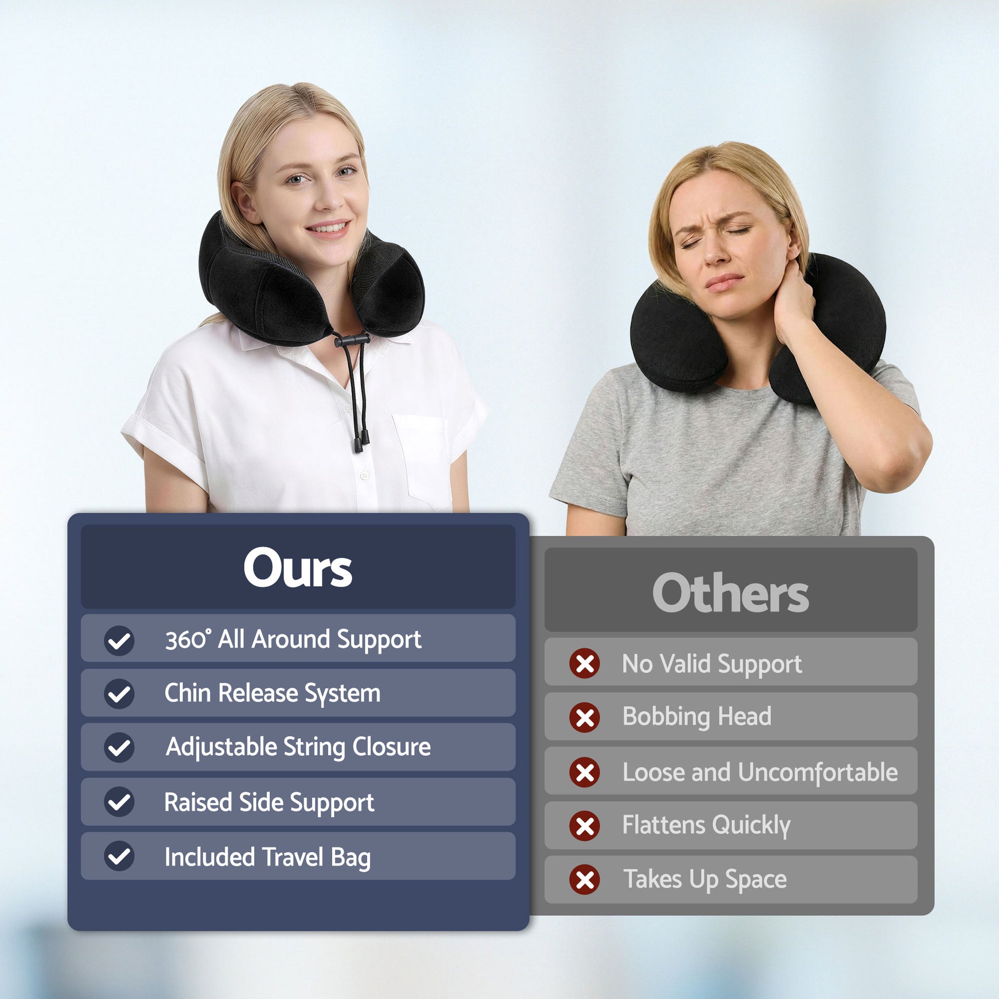 Wanderlite Travel Pillow for Airplanes Memory Foam Neck Pillows for Traveling, Soft & Washable Cover with Storage Bag, Portable Plane Accessories for Airplanes Offices Cars, Black-8