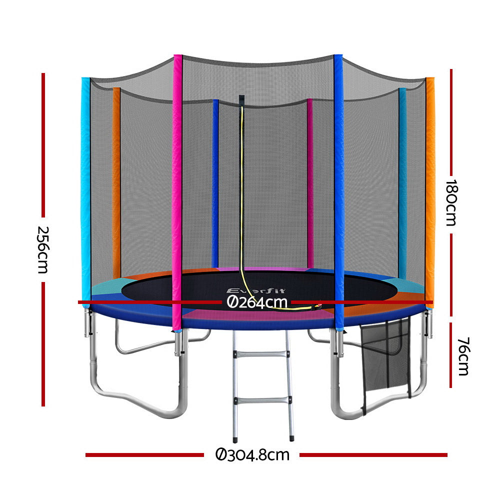 Everfit 10FT Trampoline for Kids w/ Ladder Enclosure Safety Net Pad Gift Round-1