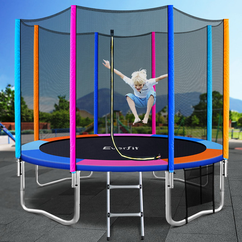 Everfit 10FT Trampoline for Kids w/ Ladder Enclosure Safety Net Pad Gift Round-6