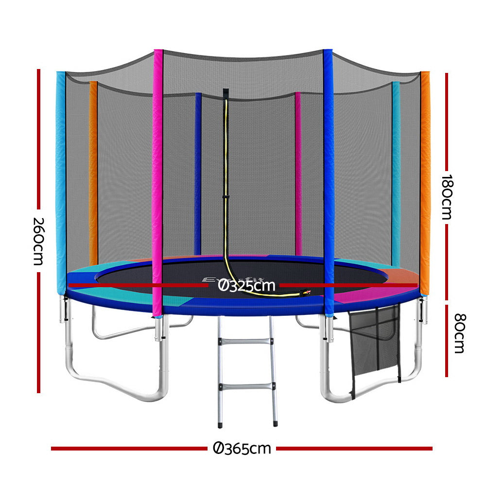 Everfit 12FT Trampoline for Kids w/ Ladder Enclosure Safety Net Pad Gift Round-1