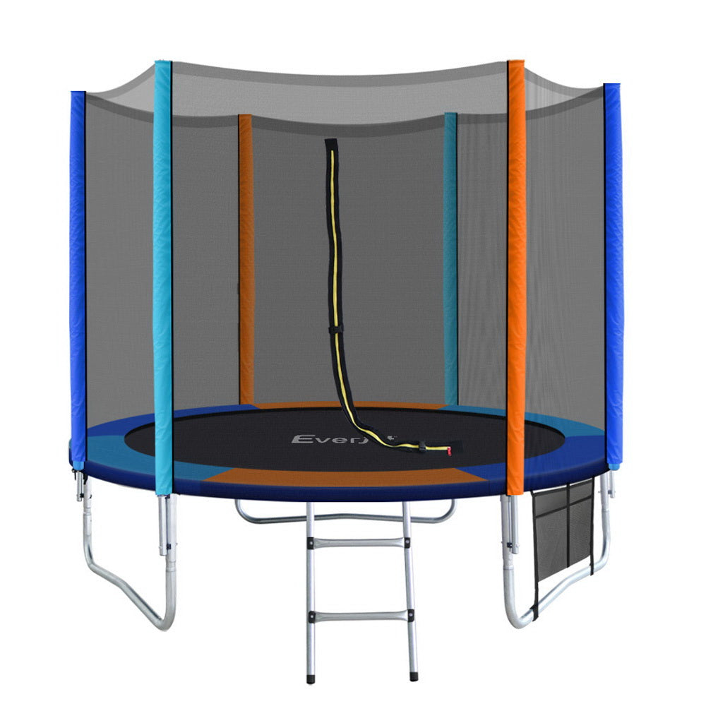 Everfit 8FT Trampoline for Kids w/ Ladder Enclosure Safety Net Pad Gift Round-0