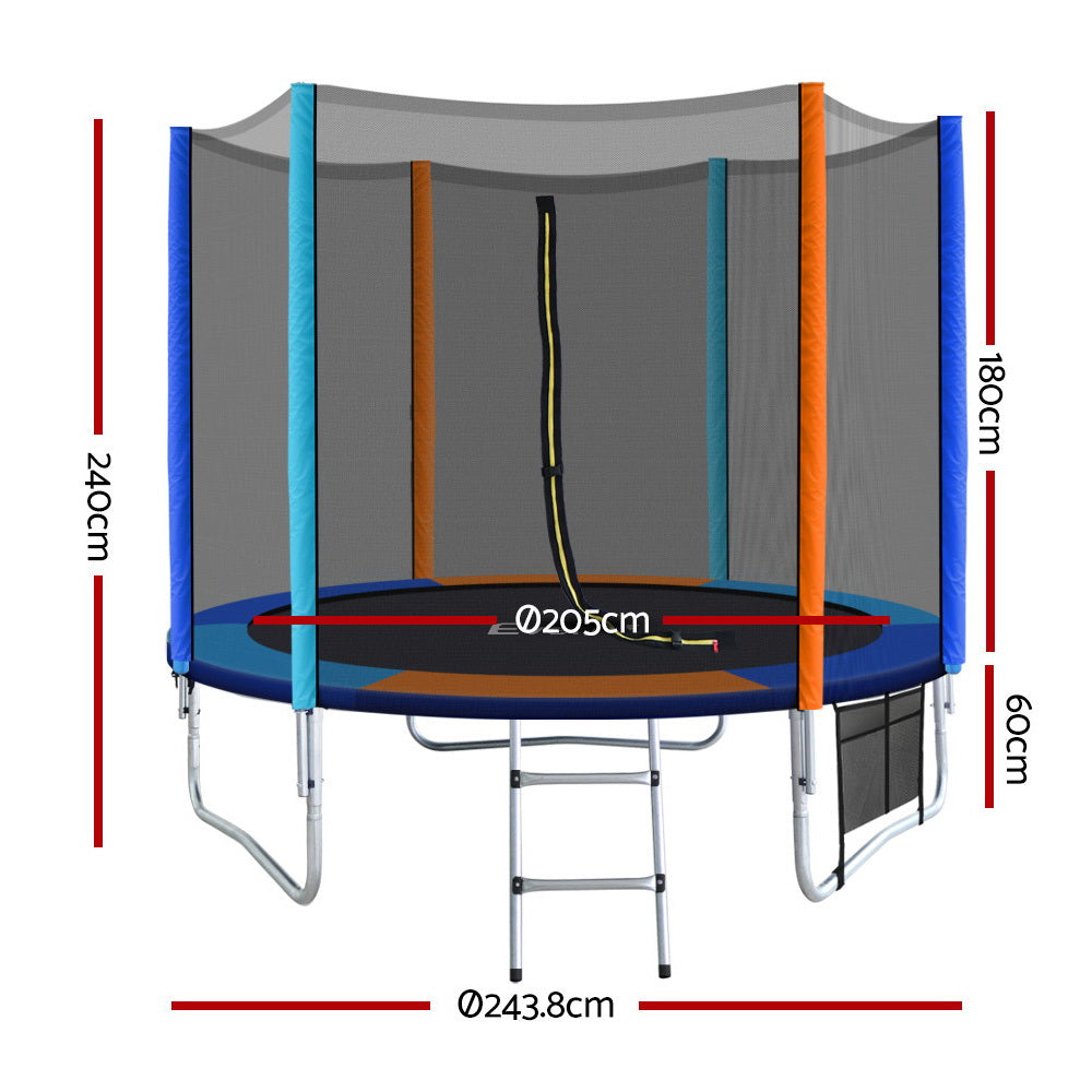 Everfit 8FT Trampoline for Kids w/ Ladder Enclosure Safety Net Pad Gift Round-1