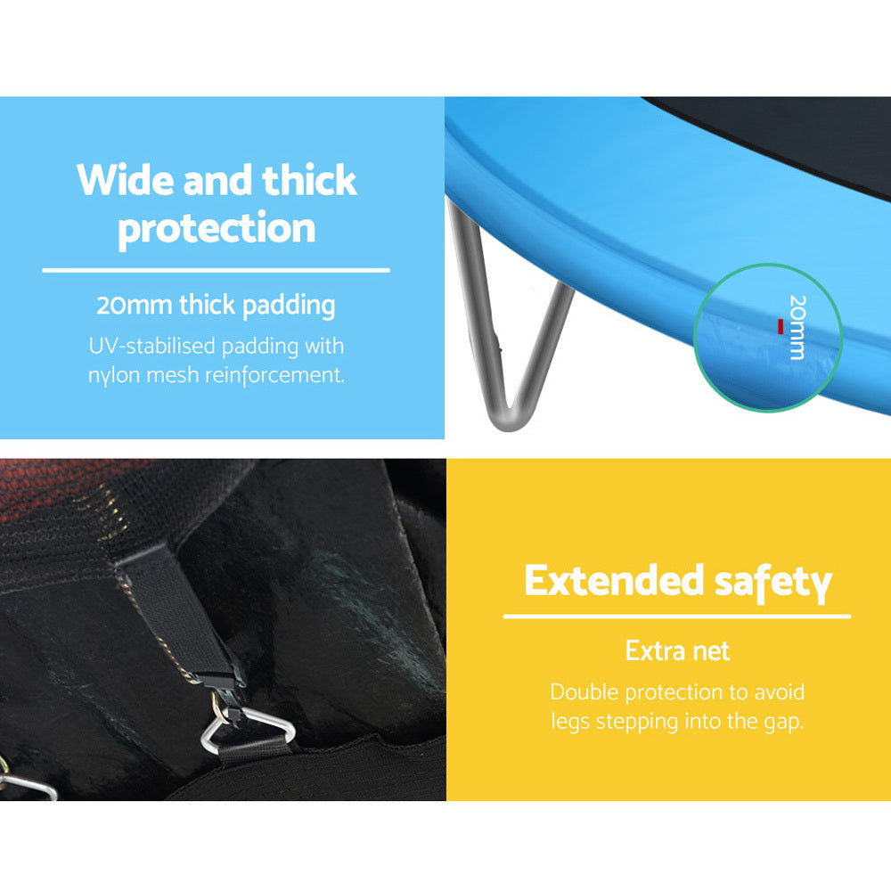 Everfit 8FT Trampoline for Kids w/ Ladder Enclosure Safety Net Pad Gift Round-4