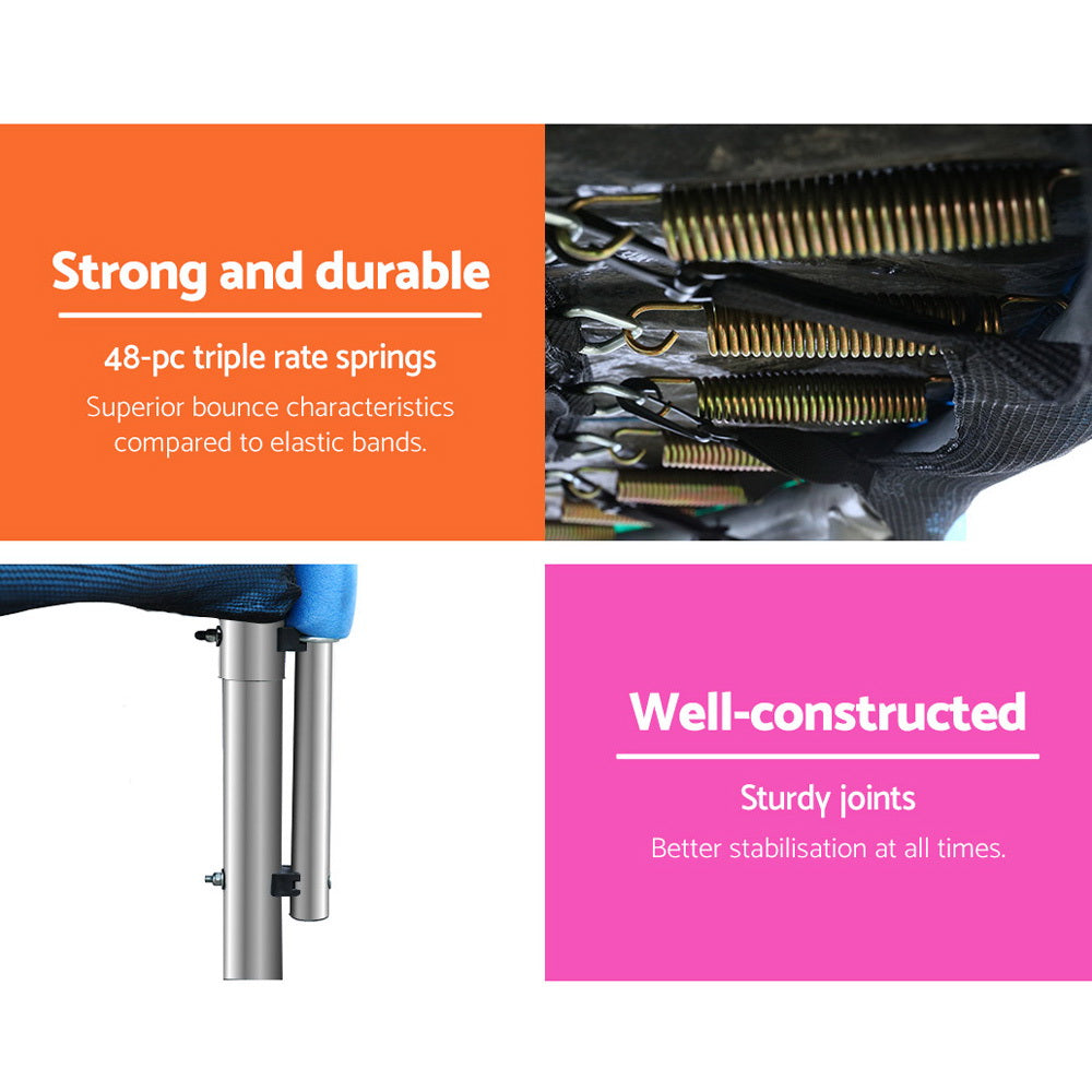 Everfit 8FT Trampoline for Kids w/ Ladder Enclosure Safety Net Pad Gift Round-5