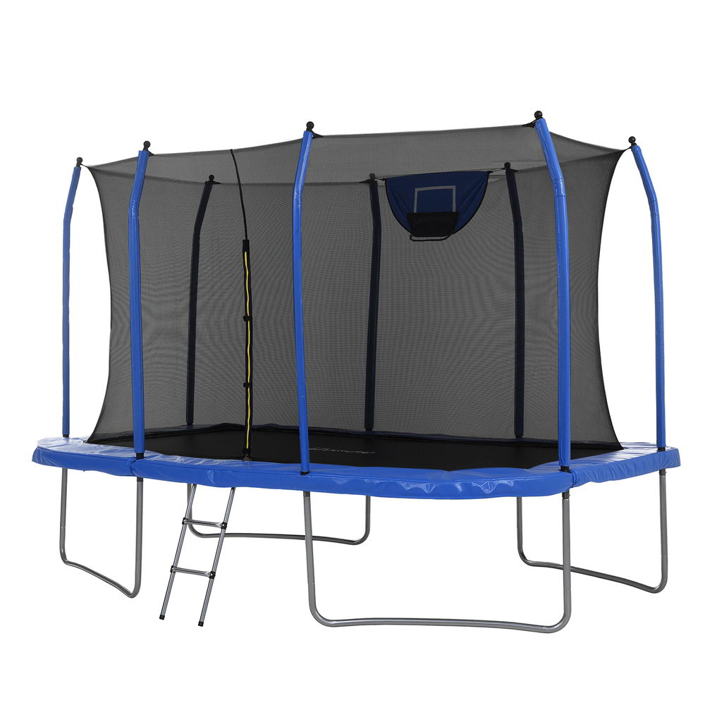 Everfit 12FT Trampoline Kids Rectangle Rebounder with Basketball Set Safety Net-0