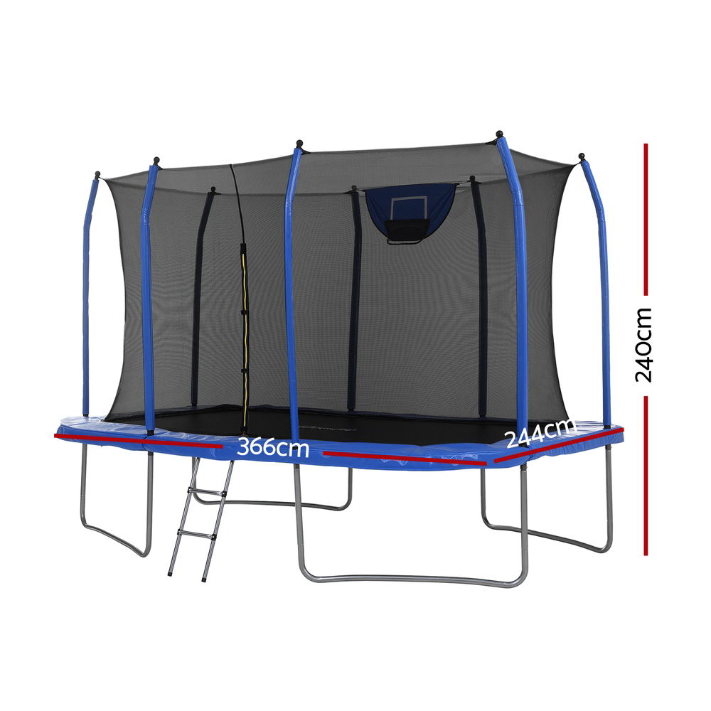 Everfit 12FT Trampoline Kids Rectangle Rebounder with Basketball Set Safety Net-1