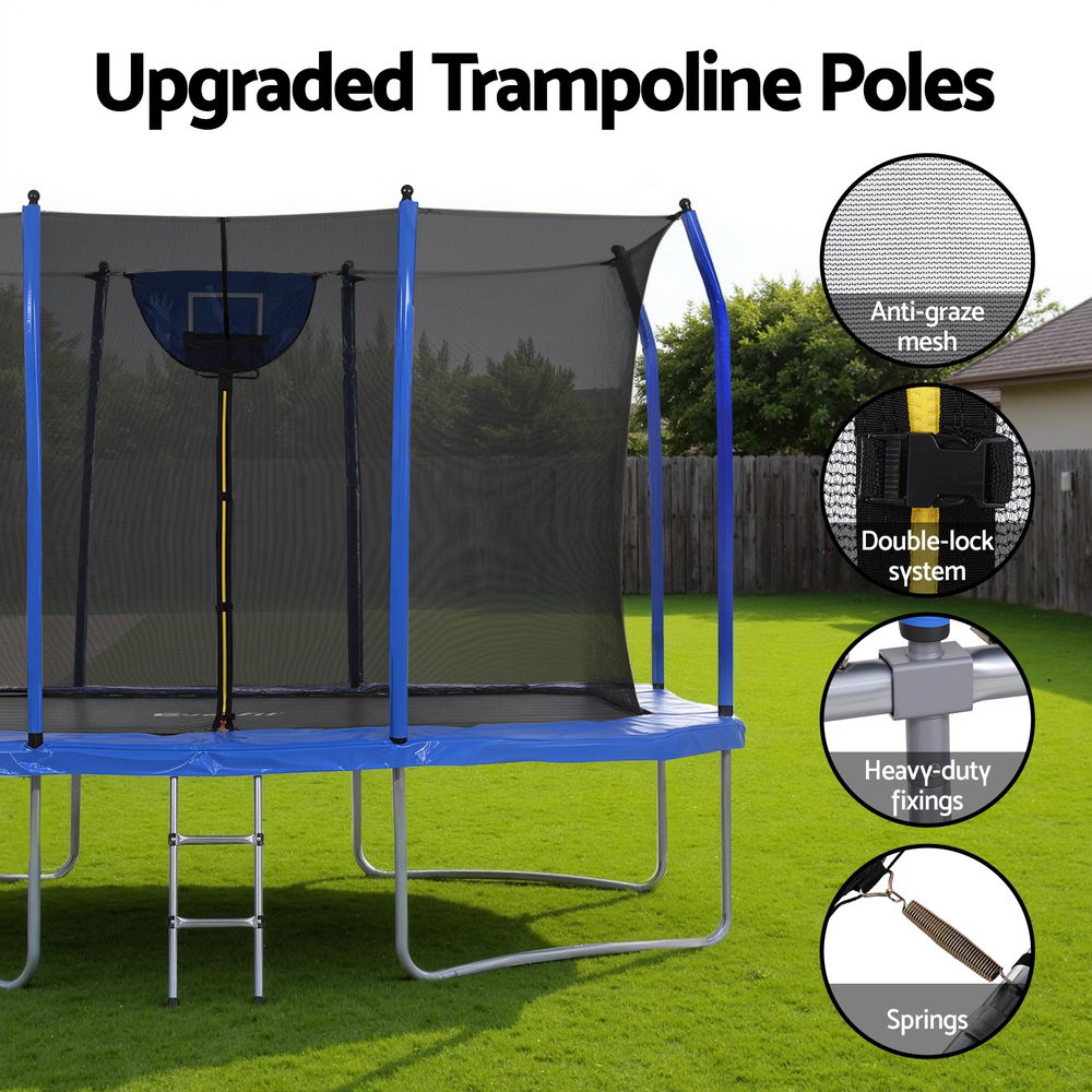 Everfit 12FT Trampoline Kids Rectangle Rebounder with Basketball Set Safety Net-5
