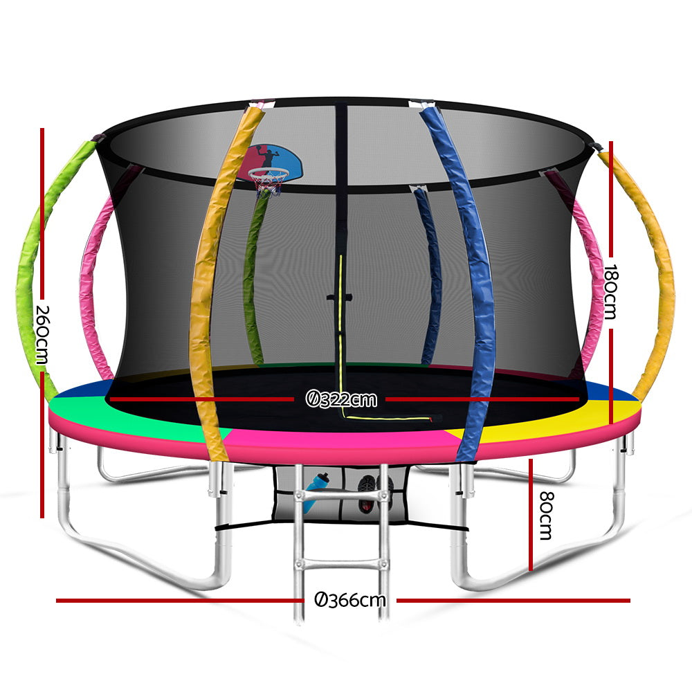 Everfit 12FT Trampoline for Kids w/ Ladder Enclosure Safety Net Rebounder Colors-1