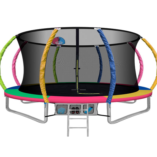 Everfit 14FT Trampoline for Kids w/ Ladder Enclosure Safety Net Rebounder Colors-0