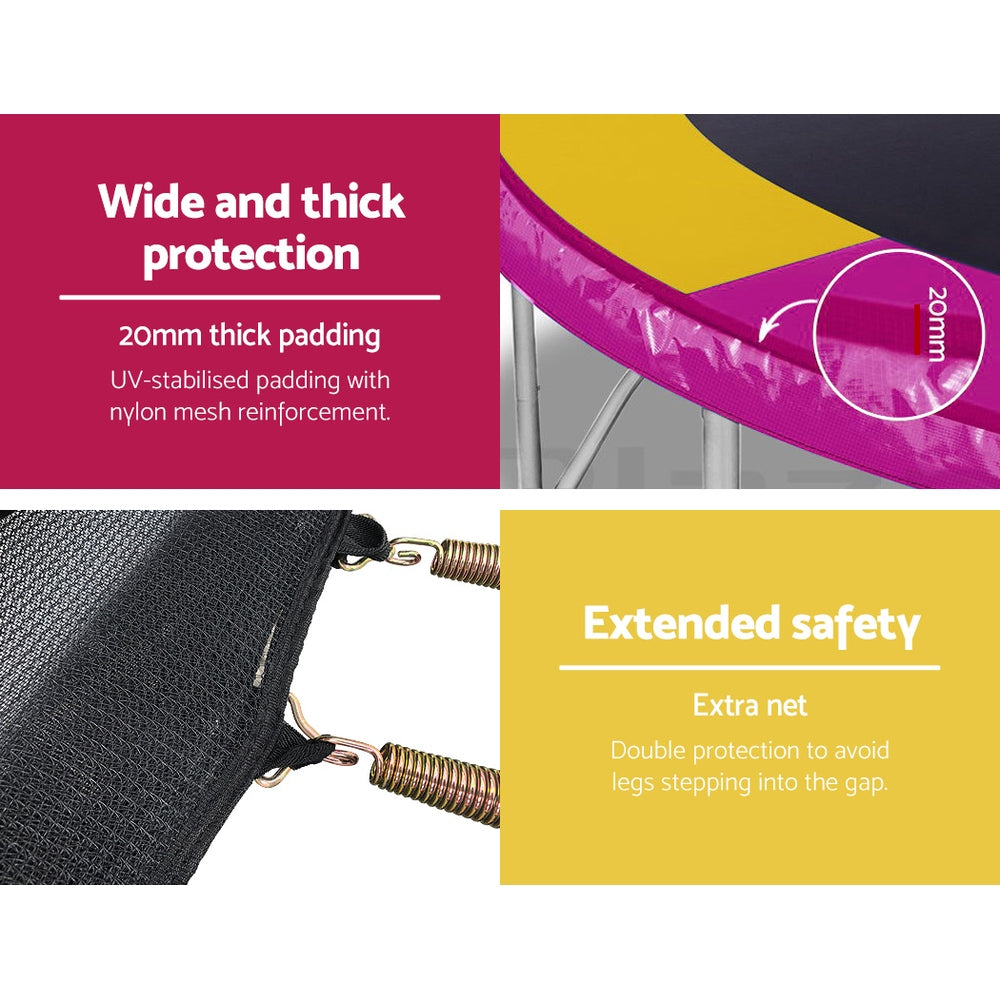 14ft Trampoline Everfit Kids Trampoline Rebounder w/ Ladder Basketball Hoop Orange-3