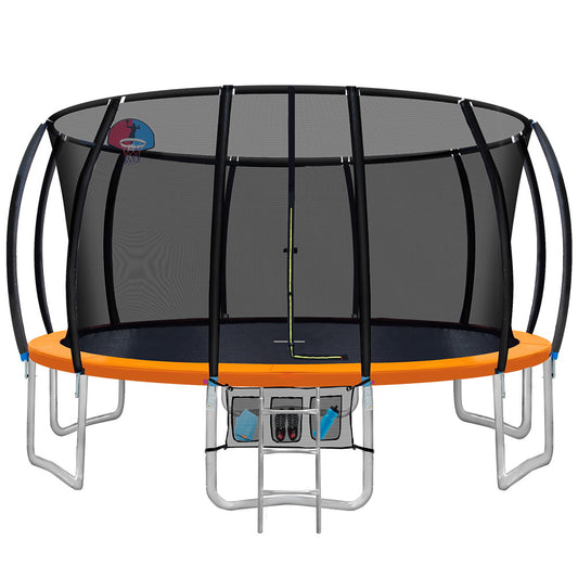 Everfit 16FT Trampoline for Kids w/ Ladder Enclosure Safety Net Rebounder Orange-0