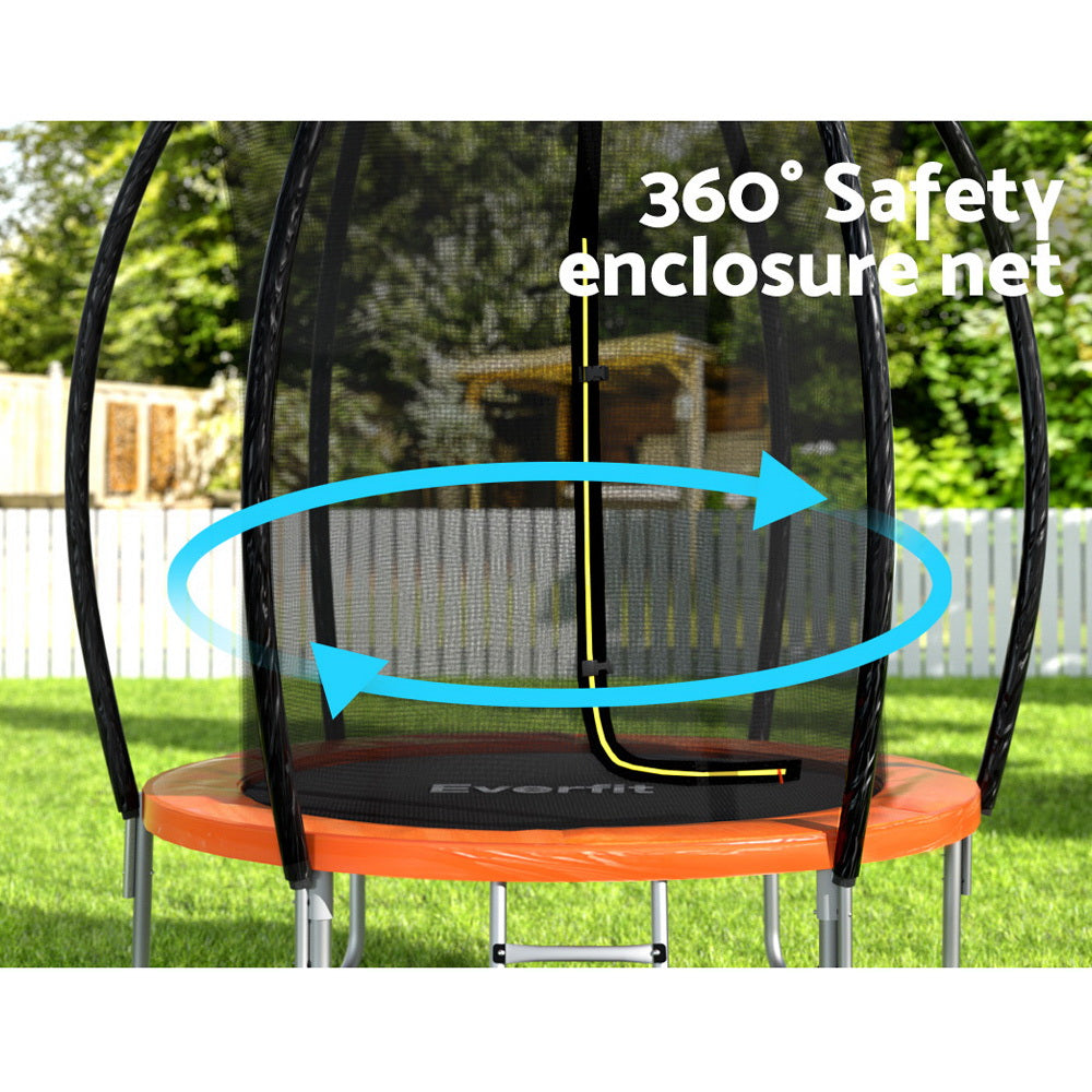 Everfit 6FT Trampoline for Kids w/ Ladder Enclosure Safety Net Rebounder Orange-2