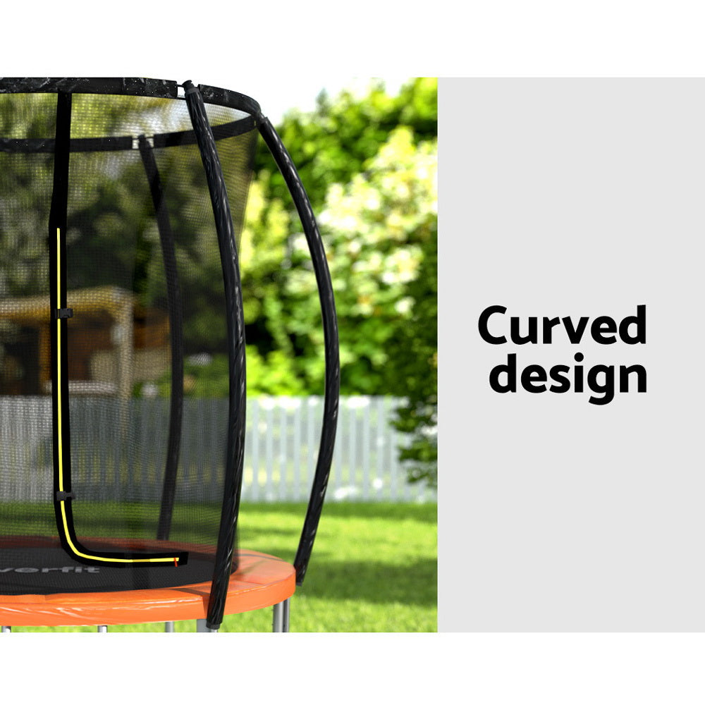 Everfit 6FT Trampoline for Kids w/ Ladder Enclosure Safety Net Rebounder Orange-3