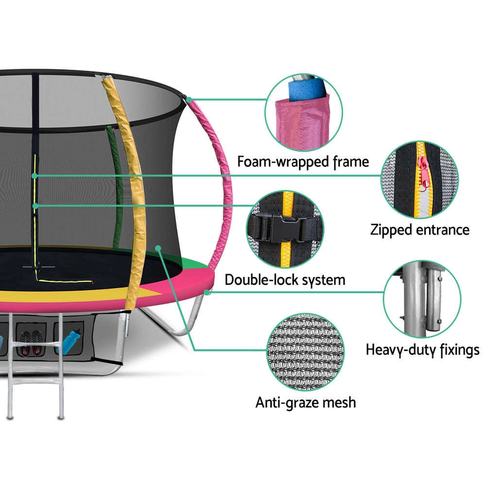 Everfit 8FT Trampoline for Kids w/ Ladder Enclosure Safety Net Rebounder Colors-5