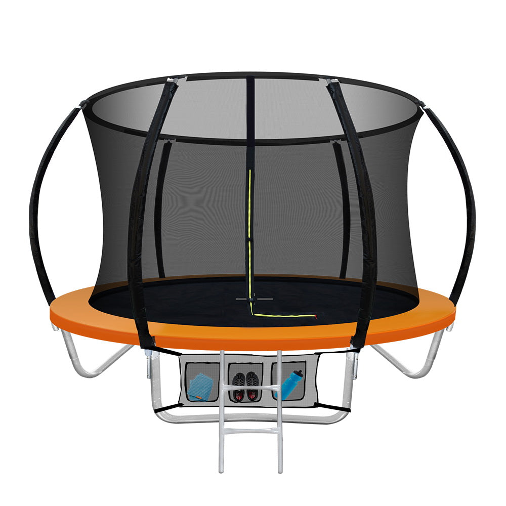 Everfit 8FT Trampoline for Kids w/ Ladder Enclosure Safety Net Rebounder Orange-0