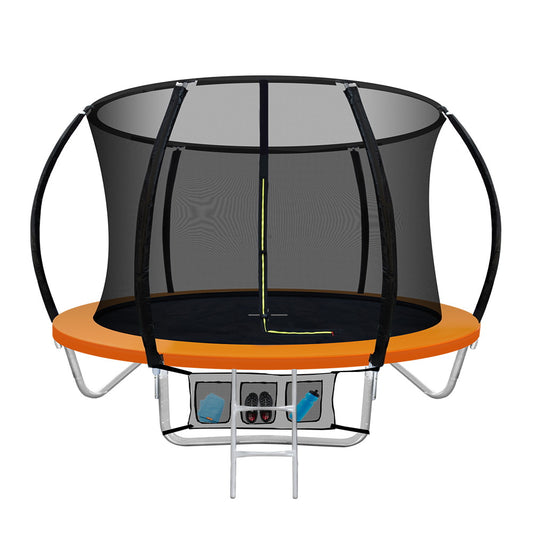 Everfit 8FT Trampoline for Kids w/ Ladder Enclosure Safety Net Rebounder Orange-0