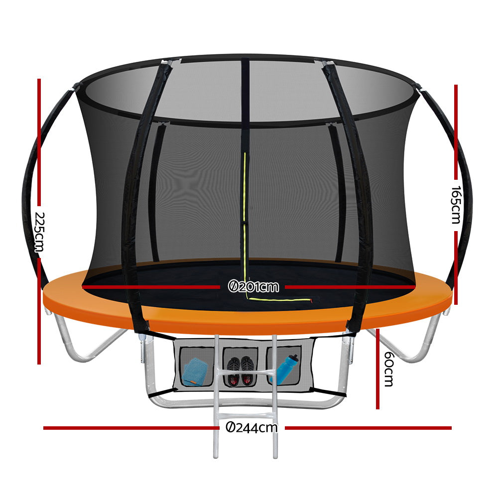 Everfit 8FT Trampoline for Kids w/ Ladder Enclosure Safety Net Rebounder Orange-1