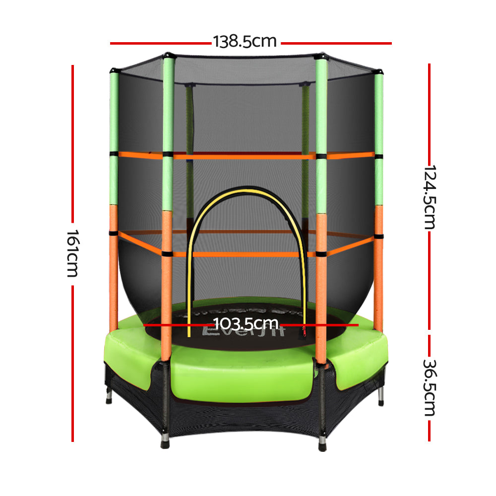 Everfit 4.5FT Trampoline for Kids w/ Enclosure Safety Net Rebounder Gift Green-1