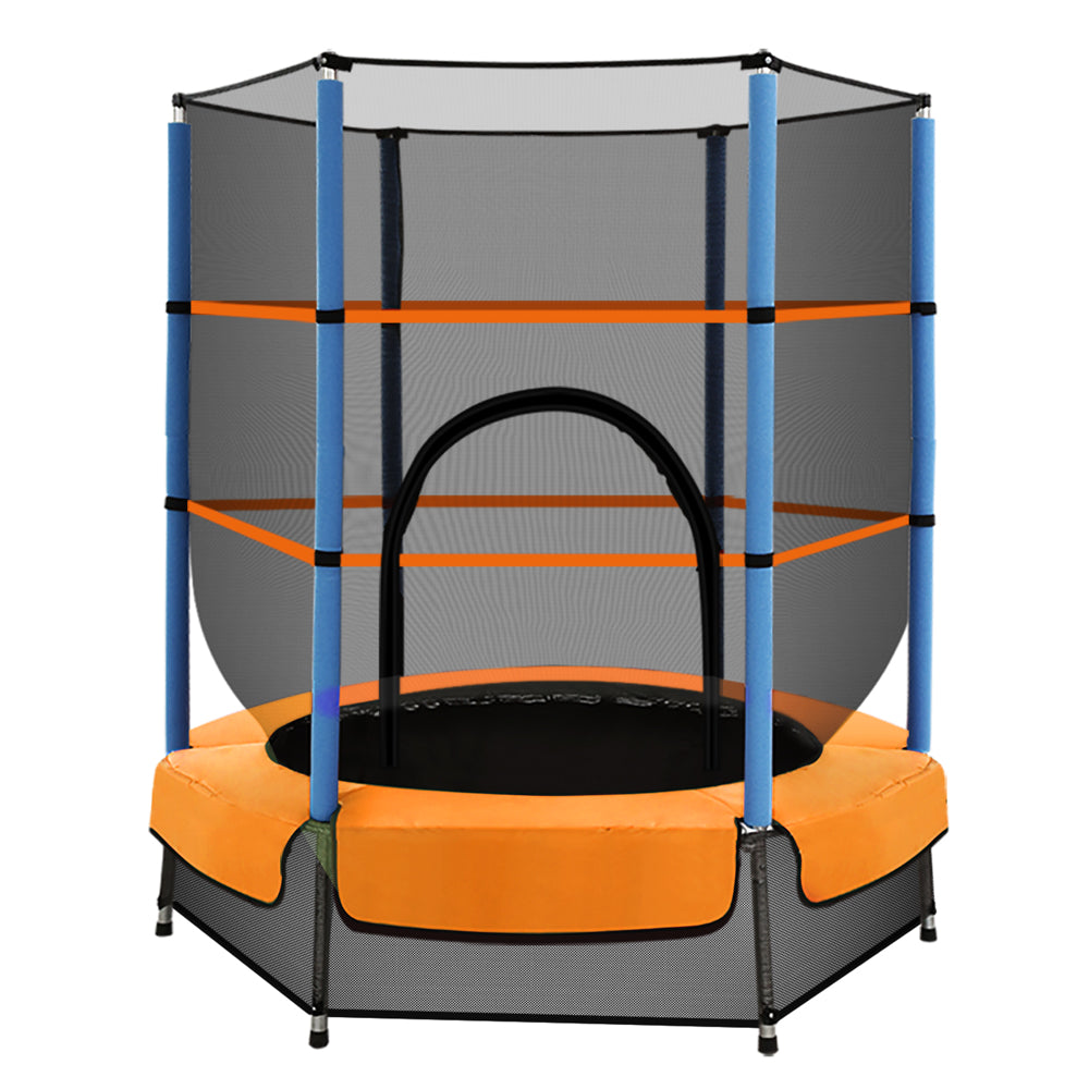 Everfit 4.5FT Trampoline for Kids w/ Enclosure Safety Net Rebounder Gift Orange-0