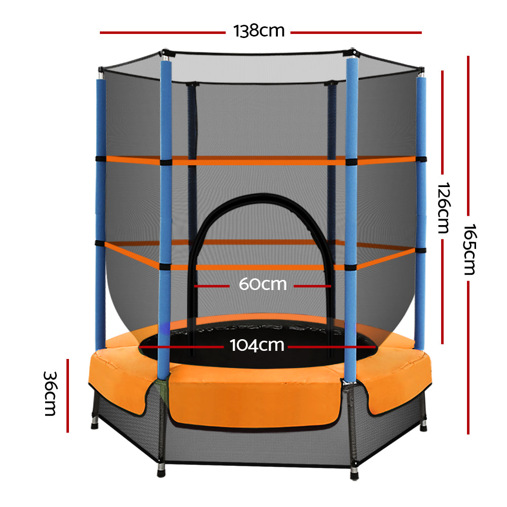 Everfit 4.5FT Trampoline for Kids w/ Enclosure Safety Net Rebounder Gift Orange-1