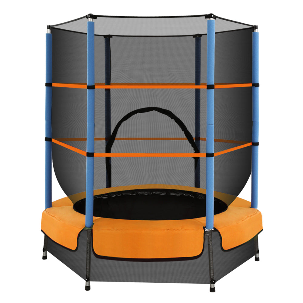 Everfit 4.5FT Trampoline for Kids w/ Enclosure Safety Net Rebounder Gift Orange-2