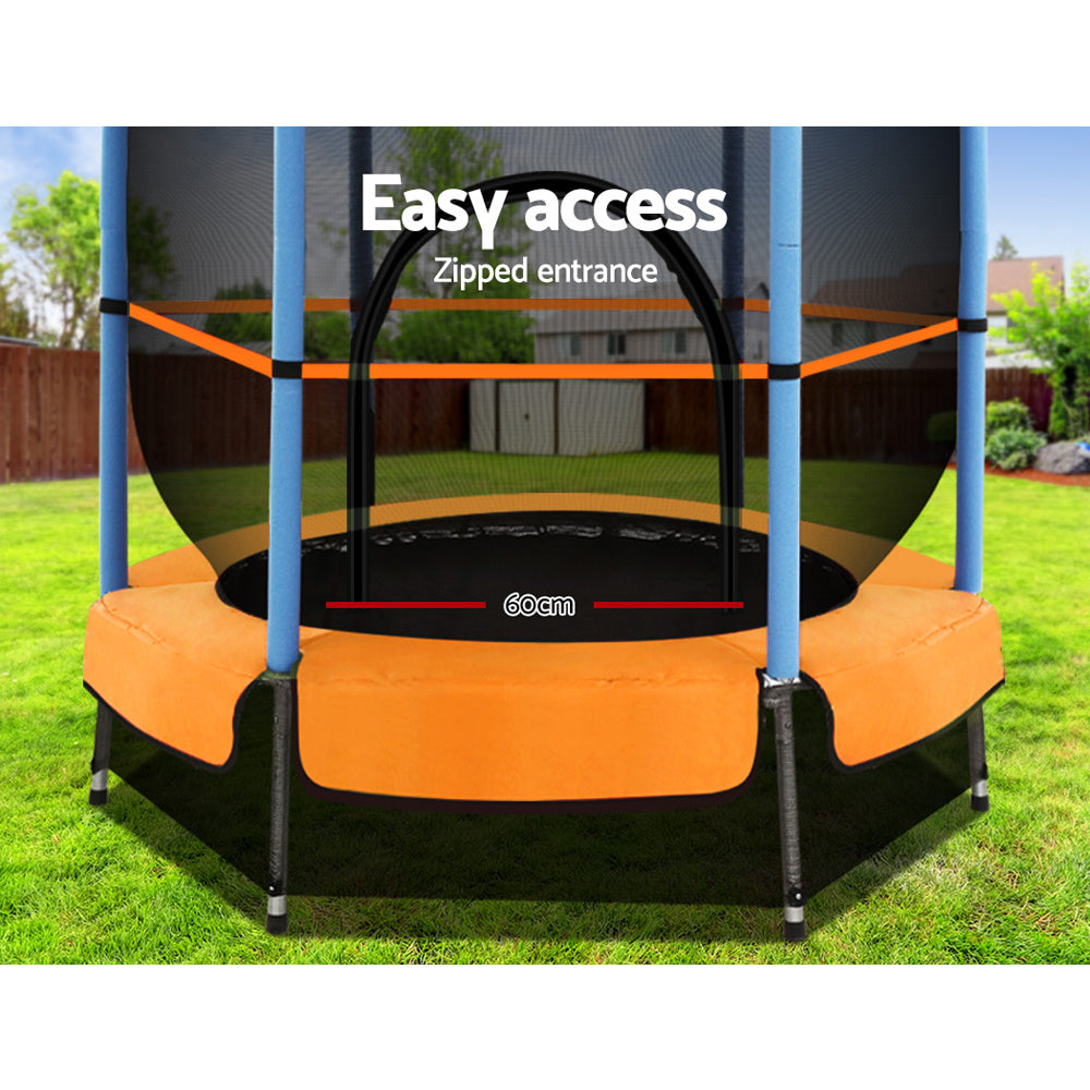 Everfit 4.5FT Trampoline for Kids w/ Enclosure Safety Net Rebounder Gift Orange-5