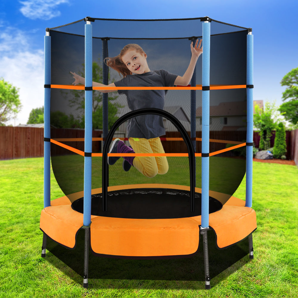 Everfit 4.5FT Trampoline for Kids Trampoline w/ Enclosure Safety Net Rebounder Gift Orange-0