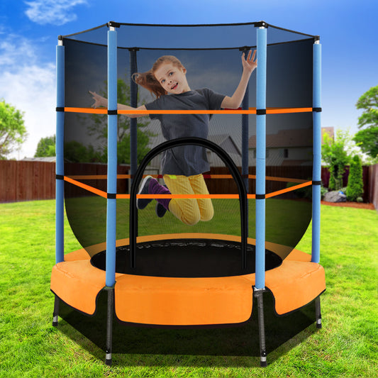 Everfit 4.5FT Trampoline for Kids Trampoline w/ Enclosure Safety Net Rebounder Gift Orange-0