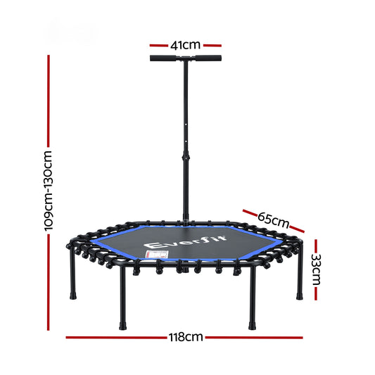 Everfit 48inch Hexagon Fitness Trampoline Rebounder Adjustable Handrail Blue-1