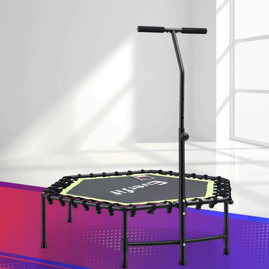 Everfit 48inch Hexagon Fitness Trampoline Rebounder Adjustable Handrail Green-0